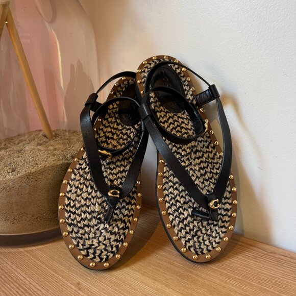 Coach Gracey Leather Thong Sandal – Black – Size 8.5 - Picture 4 of 11